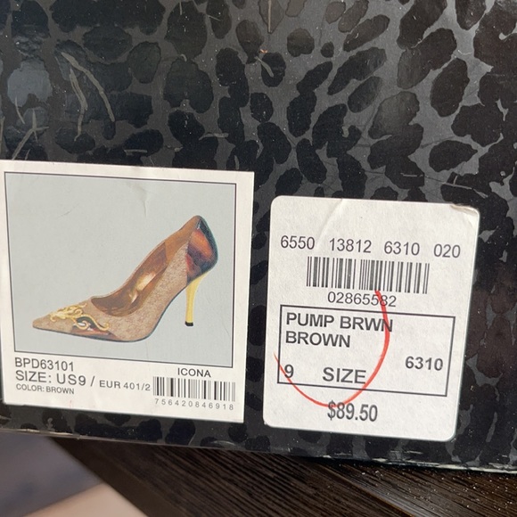 Baby Phat Women’s Gold Brown Slip On High Heels Dress Shoes Size 9 - Picture 5 of 7
